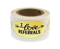 I Love Referrals - Oval Gold Foil Stickers - Great Real Estate Agents and Sales Supplies (Roll of 100, I Love Referrals)