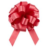 IGC 50 Pull String Bows - Gift Wrap Packaging - 5" 20 Loops - 1 1/4" - Red - Wholesale Lot - Holiday Present Packaging