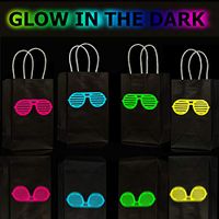 MISS FANTASY Glow in The Dark Party Bags 80s Party Supplies Neon Gift Bags with Handle Shutter Shade Glasses Goodie Bags Glow in The Dark Party Favors Pack Set of 12 (Multi1)