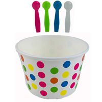 Worlds Paper Ice Cream Cups With Plastic Spoons Polka Dot Paper Yogurt Cups 4oz Rainbow 50 Set