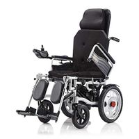 Lightweight Folding Electric Wheelchair,Sitting and Lying 2 in 1 Power Transport Wheelchair Chair, Electric Wheelchairs for Adults Elderly, Rollator Walker with Seat,Black