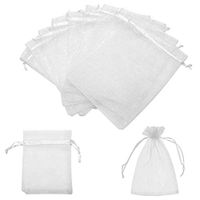 5x7 Inches Organza Bags 100Pcs Drawstring Jewelry Gift Bags Mesh Pouches for Wedding Party Favors Christmas Gifts Candy Bags, White