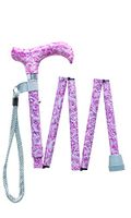 Handbag Size Pink Roses Folding Cane