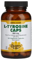 COUNTRY LIFE VITAMINS L-TYROSINE 500MG W/B-6, 100 VCAP