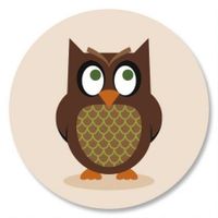 Owl Envelope Seals - Set of 144 Self-Adhesive, Flat-Sheet, 1-1/2" Sticker Seals, By Colorful Images