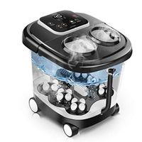 Foot Massager Foot Spa/Bath Massager with Heat Bubbles Vibration, Fully Automatic 6 Masssaging Rollers Pedicure for Tired Feet Help Sleep Home Use