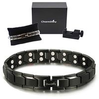 Ultra Strength Titanium Magnetic Bracelet Therapy Double Magnets for Men Women Balance Arthritis Relief Pain Carpal Tunnel+ Hematite Pendant Necklace