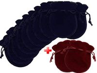 Pack of 10 (+ 2 gifts) Velvet Gift Bags Blue 3" x 4" Cloth Jewelry Wedding Pouches/Drawstring Bags (10 pcs, blue, 2 gifts)