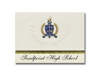 Signature Announcements Sandpoint High School (Sandpoint, ID) Graduation Announcements, Presidential style, Elite package of 25 with Gold & Blue Metallic Foil seal