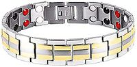 VPKJewelry Titanium Magnet Therapy Eternity Bracelet Bangle for Arthritis Pain Adjustable Length (Silver-Gold)