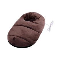 Plush USB Electric Heated Slippers -Electronic Foot Warmer Warm Feet Treasure Heating Shoes Plush Bedroom Office-Keep Foot Warmer for Winter Cold Weather (Coffee, 38x30cm)
