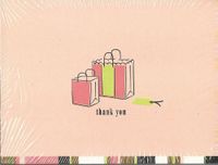 Thank You 10 Count Note Cards Pink Brown Shopping Bag