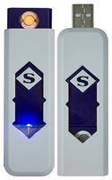 Flameless Rechargeable Wind Resistant USB Lighter (White Blue)