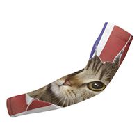 Sincerity First English Flag Cat UV Protection Cooling Arm Sleeves for Sports Fishing Men Women