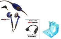 Verizon Brand BLUE color OEM Stereo Handsfree Headset Premium Wired Earphones Earbuds with Microphone and 2.5mm to 3.5mm Adapter for Alltel / Sprint / Verizon / US Cellular Blackberry Tour 9630 (Niagra) (Comes with Universal Phone Stand)