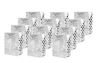 UNIQOOO 12Pcs Premium Silver Metallic Polka Dots Gift Bags Bulk, Rope Handle,Message Tag,100% Recyclable Paper,Heavy Duty Durable-Easter Mother’s Day,Retail,Wedding,Baby Shower Medium 9x7x4 Inches
