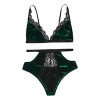 Viviplus Women Lace Velvet Camisole Lingerie Bra and Panty Set V-Neck Solid Color Nightdress Underwear 2019 Trendy New Pajamas Hollow Shorts 2Pc Set S-2XL, Clothing