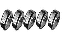 MPRAINBOW Pack of 5 Custom Personalized Medical Alert ID Wide Genuine Leather Stainless Steel Adjustable Bracelet Wristband,6.7"-8.7"