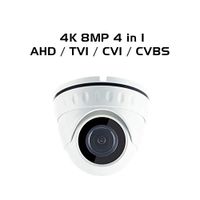 Ares Vision 8MP 4K 4 in 1 AHD/TVI/CVI/Analog Dome Fixed 2.8mm Wide Angle Lens Camera, Indoor/Outdoor w/IR Night Vision