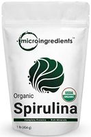 Micro Ingredients Pure Organic Spirulina Powder,1 Pound, Rich in Antioxidant, Minerals, Fatty Acids, Fiber and Protein, No Irradiated, No Contaminated, No GMOs and Vegan Friendly