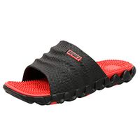 Yomiafy Men's Leisure Massage Health Slippers Outdoor Non-Slip Beach Home Shower Sandals(Red,US:8.5)