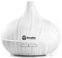 Breathe Essential Oil Diffuser | 400ml Diffusers for Essential Oils with Cleaning Kit & Measuring Cup | 16 LED Color Light Options, 4 Timer Settings, 2 Mist Outputs, Auto Power Off | White Marble