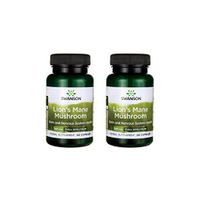Swanson Lion's Mane Mushroom Memory Support Mental Focus Brain Booster Herbal Supplement Hericium Erinaceus (Mycelium Biomass) 500 mg 60 Capsules (2 Pack)