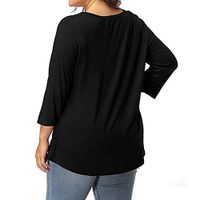 Mlide Blusas básicas con Manga 3/4 para Mujer Blusas con Camiseta en Color LISO Black