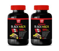 Muscle Mass Supplements for Men - Peruvian Black MACA 1000MG - Black maca for Men Fertility - 2 Bottles 180 Vegetable Capsules
