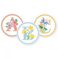 Floral Initial Envelope Seals - Set of 144 Self-Adhesive, Flat-Sheet, 1-1/2" Sticker Seals, By Colorful Images