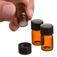 2ml Mini Amber Glass Bottles with Orifice Reducer and Cap for Essential Oils, Chemistry Lab Chemicals, Colognes & Perfumes (12 Pack)