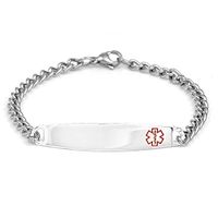 StickyJ USA Stainless Slim Curb Link Medical Bracelet 7 Inch w Free Engraving