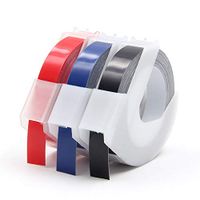 Exsun Compatible Label Tape Replacement for DYMO Embossing Tape 3D Plastic Tape for Embossing Label Makers DYM12966 Organizer Xpress, White on Black/Red/Blue, 3/8inch x 9.8feet, 3-Roll