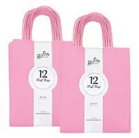 Gift Expressions Paper Gift Bags, 24 Count, Light Pink Kraft Paper Bags, 8” x 10” x 4.5" 100% Recycled, Thick & Durable Eco Friendly Paper Bags with Handles, Goodie Bags, Party Bags