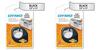 DYMO LetraTag Self-Adhesive Multi-Purpose Label Tape, 1/2-inch, 13-foot Cassette, Black Print on Metallic Silver (1743603), 2 Packs
