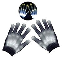AULIN LED Gloves, LED Skeleton Hand Gloves with 6 Lighting Mode Toys Rave Gloves for Kids&Adults Party Halloween/Christmas/Birthday Gift (White)