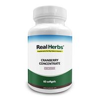 Real Herbs Cranberry Concentrate - Derived from 12600mg of Cranberries with 50:1 Extract Strength - Easier to Swallow than Capsules or Pills - Cranberry Supplement for UTI Support  - 60 Softgels