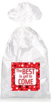The Best is Yet to Come Red Party Favor Bags with Ties - 12pack
