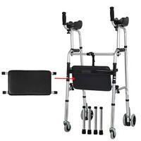 QFXFL Folding Walker with Seat, Seniors Folding Slides Rolling Walker Lightweight Travel Walker with Hand Grip for Men and Women ZQ004