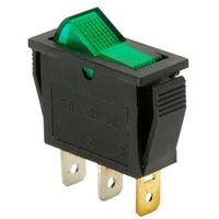 PARTS EXPRESS SPST Small Rocker Switch w/Green Illumination 12VDC