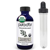 PURA D’OR Cedarwood Essential Oil (4oz / 118mL) USDA Organic 100% Pure & Natural Therapeutic Grade Diffuser Oil For Aromatherapy, Relaxation, Healthy Looking Skin & Hair