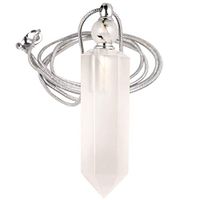 SUNYIK Natural Color Agate Stone Essential Oil Diffuser Necklace for Women, Hexagonal Pointed Healing Crystal Perfume Bottle Pendant with Chain for Men, 28"