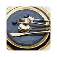 304 Stainless Steel Cutlery Tableware Set Dinner Forks Knives Scoop Set Silverware Set gold food kitchen Luxury dinnerware,03 Dinner spoon