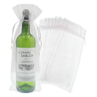 Bezall 20pcs Drawstring Organza Wine Bottle Cover Pouch Christmas Wedding Favor Wrap Gift Bags Party Decoration 5.5 x 14.5 Inches (White)