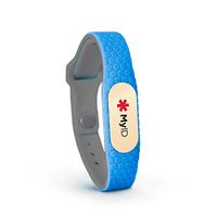MyID Hive Medical ID - Store Medical Information for Free - Super Comfortable Silicone Material - Perfect for Those with Diabetes, Autism, Etc - Fits Kids & Adults - Gold Pod (Blue M/L)