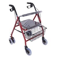 TYJ-USA Elderly Walker Rehabilitation Exercise Walker Thicken Aluminum Folding Cart Can Be Placed Four-Wheeled Cane Shopping Cart (Color : Red, Size : 7056cm)
