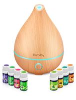 VicTsing Essential Oil Diffuser with Oils, Mini Aromatherapy Diffuser 130ml and TOP 8 Essential Oils Gift Set, Pure Essential Oils Set with Diffuser, BPA-free for Home Office, Yellow