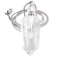 SUNYIK Rock Quartz Stone Essential Oil Diffuser Necklace for Women, Hexagonal Pointed Healing Crystal Perfume Bottle Pendant with Chain for Men, 28"