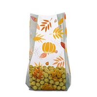 25ct. Small"Blissful Fall" Leaves 7x2x3" Cello Cellophane Party Treat Food Snack Bags ngKE -597