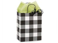 Buffalo Plaid Black and White Gift Bags with Handles, Pack of 75 Assorted Sizes (Small, Medium, Large), White and Black Buffalo Check Gift Bags for Christmas, Birthdays, Lumberjack Parties